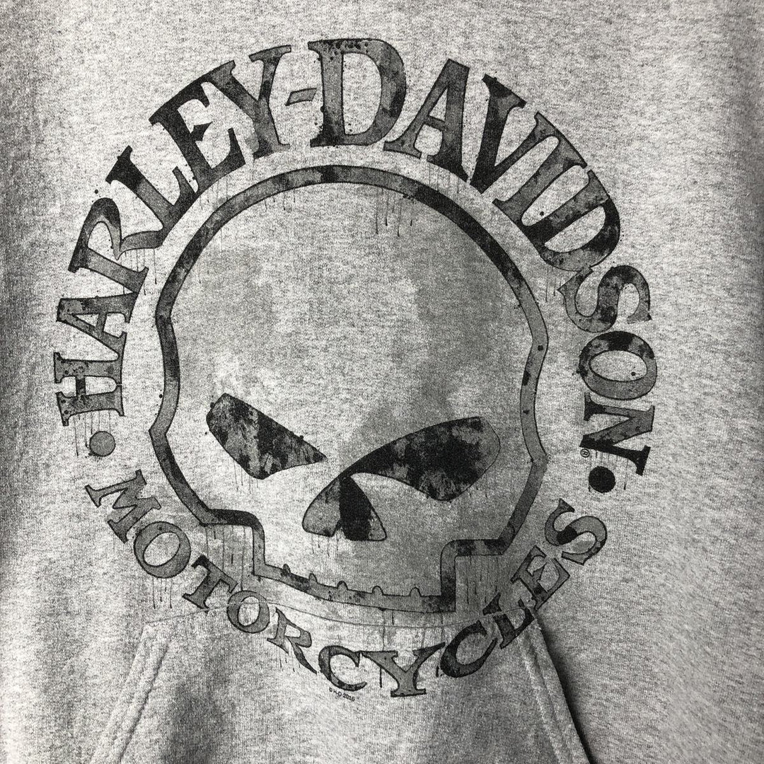Harley-Davidson Skull Pattern Pullover Hoodie, Men's Size Medium cotton gray type Vintage Second Hand