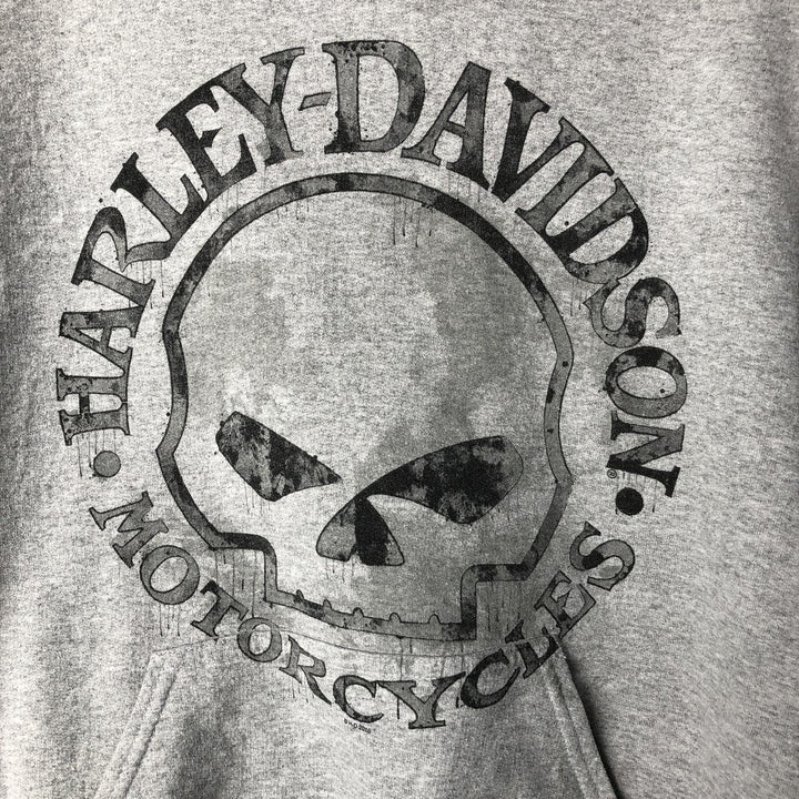 Harley-Davidson Skull Pattern Pullover Hoodie, Men's Size Medium cotton gray type Vintage Second Hand