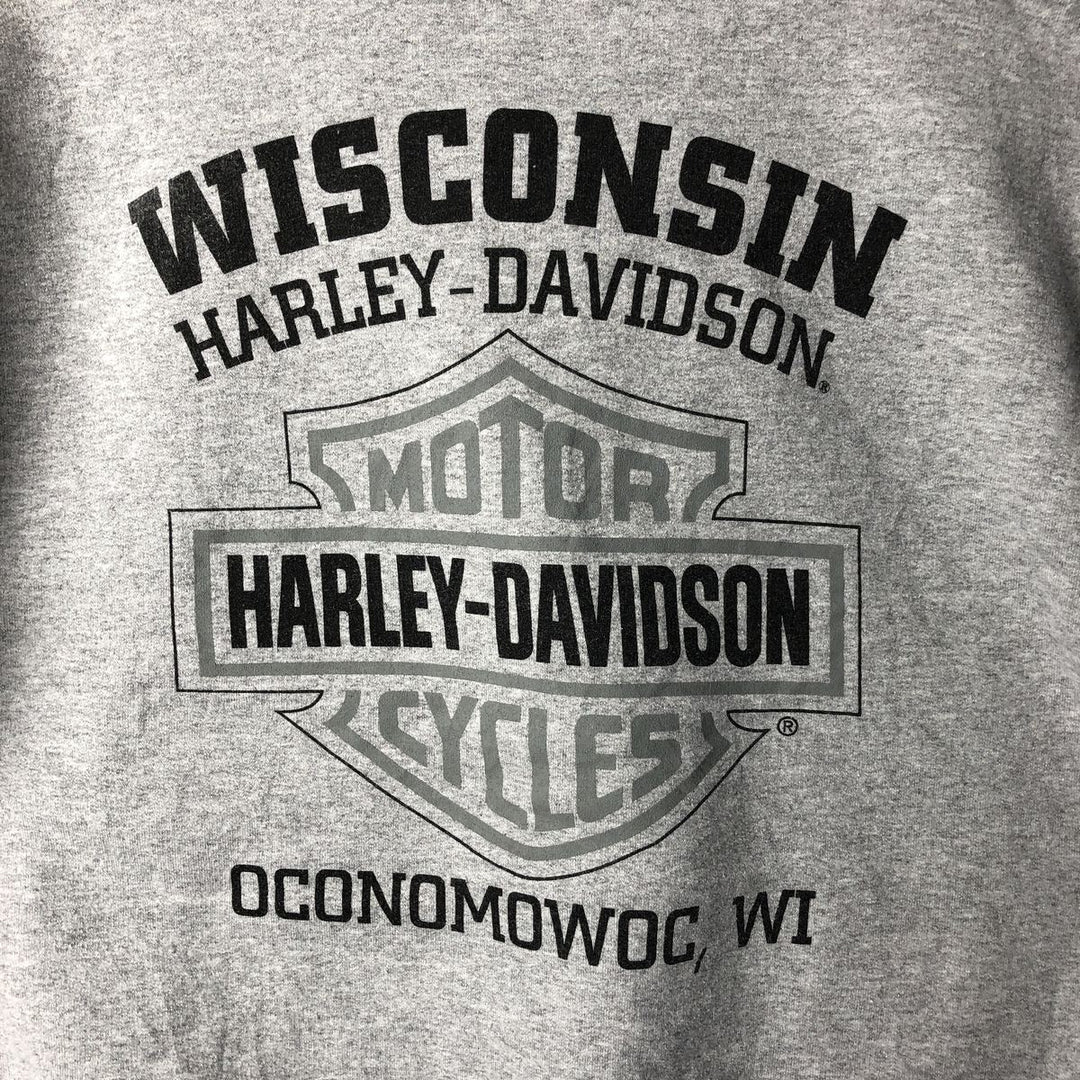 Harley-Davidson Skull Pattern Pullover Hoodie, Men's Size Medium cotton gray type Vintage Second Hand