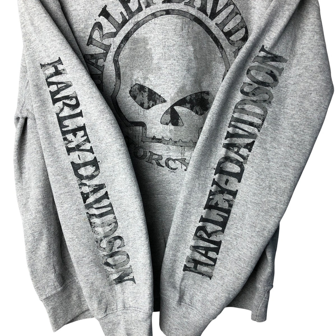 Harley-Davidson Skull Pattern Pullover Hoodie, Men's Size Medium cotton gray type Vintage Second Hand
