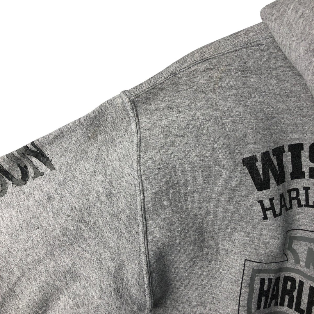 Harley-Davidson Skull Pattern Pullover Hoodie, Men's Size Medium cotton gray type Vintage Second Hand