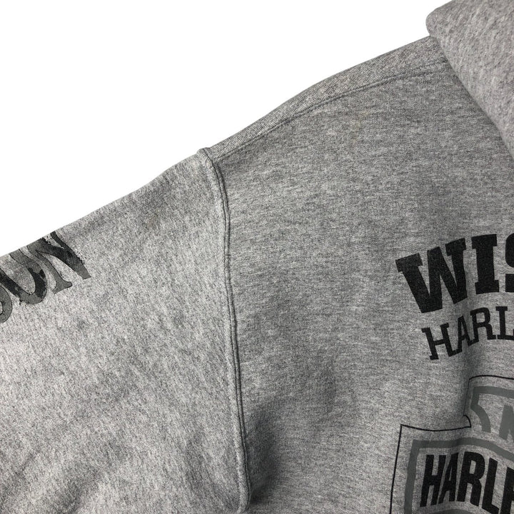 Harley-Davidson Skull Pattern Pullover Hoodie, Men's Size Medium cotton gray type Vintage Second Hand
