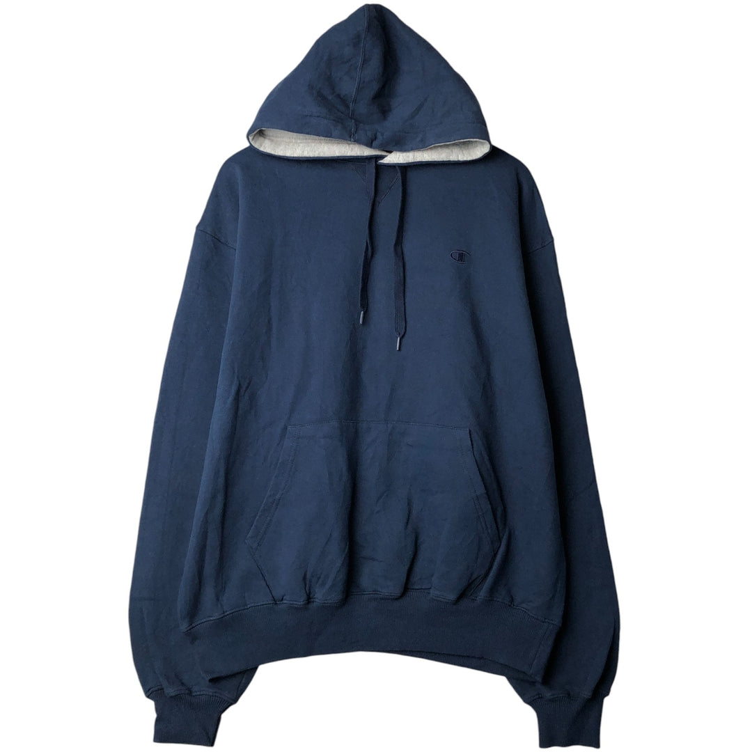 Champion Sweatshirt Pullover Hoodie, Men's Size L cotton navy blue type Vintage Second Hand