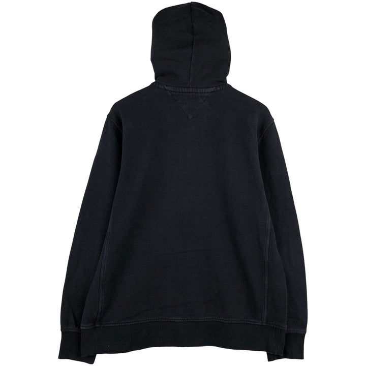 Tommy Hilfiger Sweatshirt Full Zip Hoodie, Men's Size L cotton navy blue type Vintage Second Hand