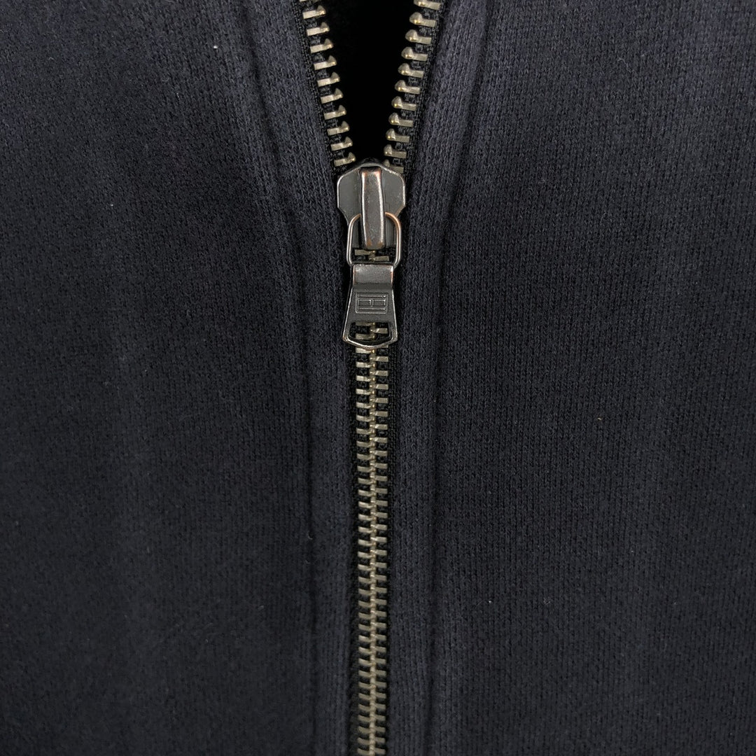 Tommy Hilfiger Sweatshirt Full Zip Hoodie, Men's Size L cotton navy blue type Vintage Second Hand