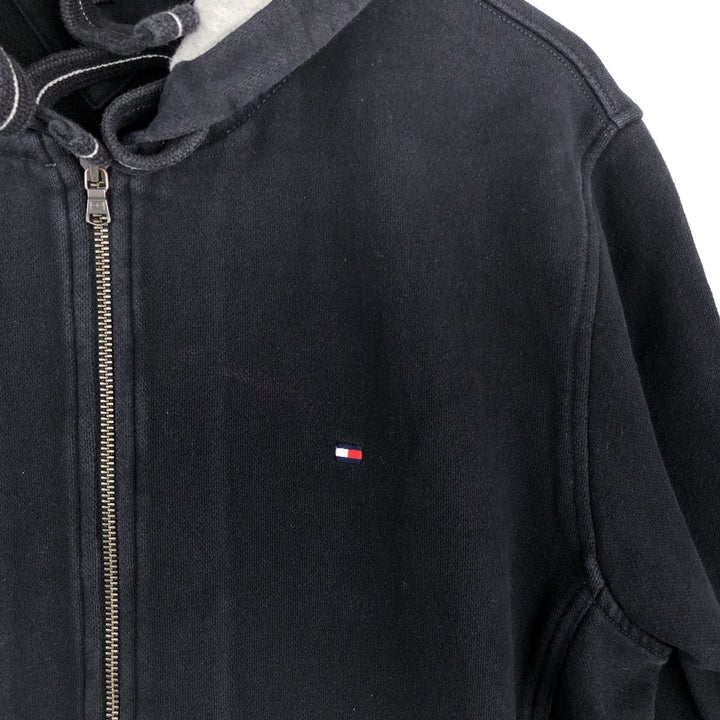 Tommy Hilfiger Sweatshirt Full Zip Hoodie, Men's Size L cotton navy blue type Vintage Second Hand
