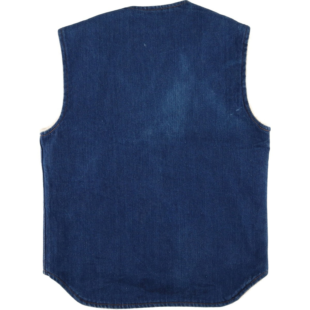 80'S COME ON STRONG denim boa vest, made in USA, men's size S cotton blue type Vintage Second Hand