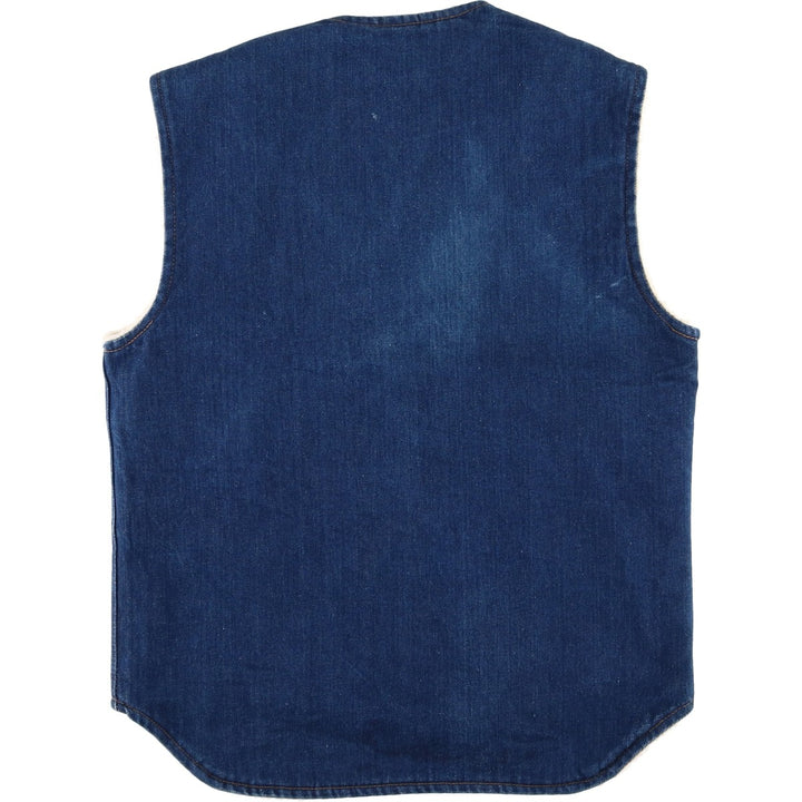 80'S COME ON STRONG denim boa vest, made in USA, men's size S cotton blue type Vintage Second Hand