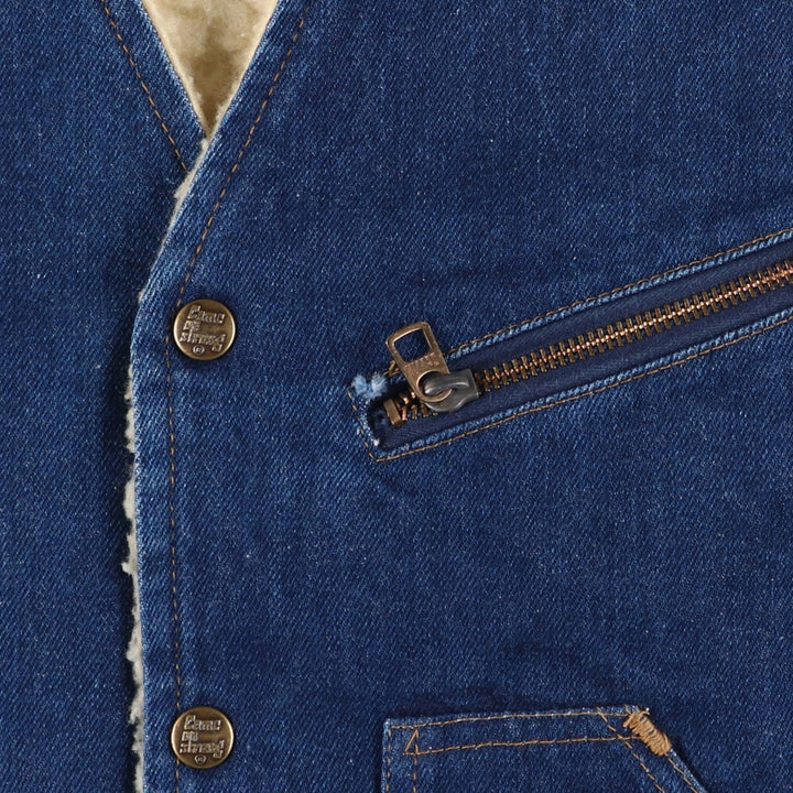 80'S COME ON STRONG denim boa vest, made in USA, men's size S cotton blue type Vintage Second Hand