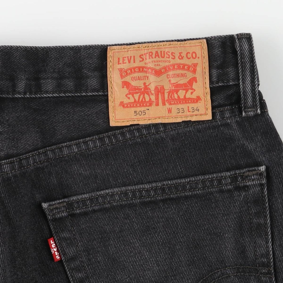 Levi's 505 Black Denim Tapered Denim Pants for Men, W34 equivalent cotton black type Vintage Second Hand