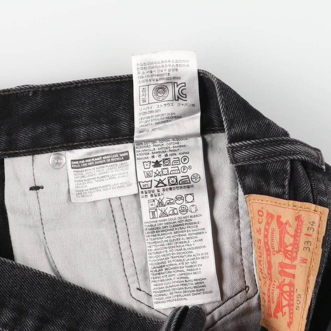Levi's 505 Black Denim Tapered Denim Pants for Men, W34 equivalent cotton black type Vintage Second Hand