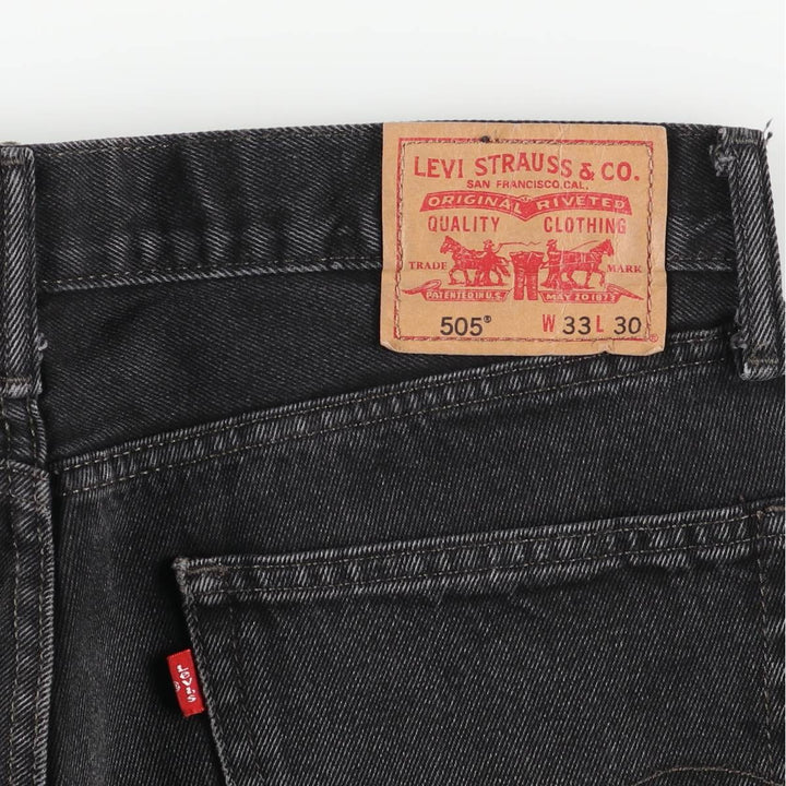 Levi's 505 STRAIGHT FIT Black Denim Tapered Denim Pants Men's W34 cotton black type Vintage Second Hand