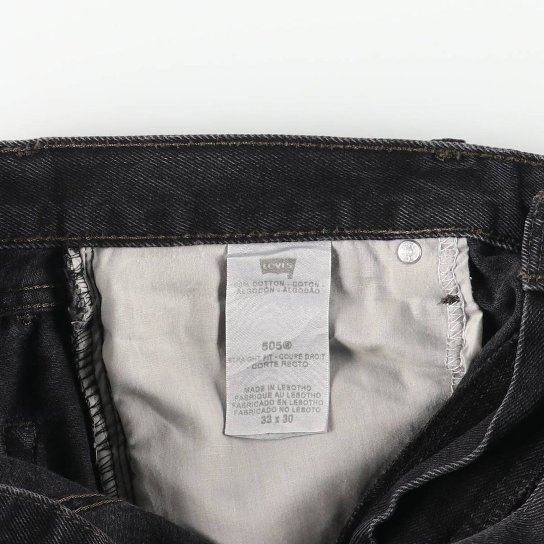 Levi's 505 STRAIGHT FIT Black Denim Tapered Denim Pants Men's W34 cotton black type Vintage Second Hand