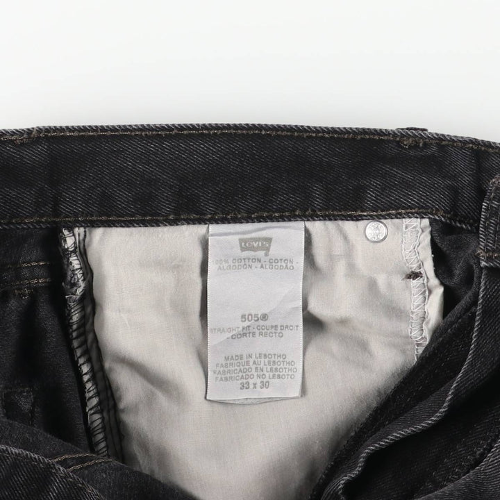 Levi's 505 STRAIGHT FIT Black Denim Tapered Denim Pants Men's W34 cotton black type Vintage Second Hand