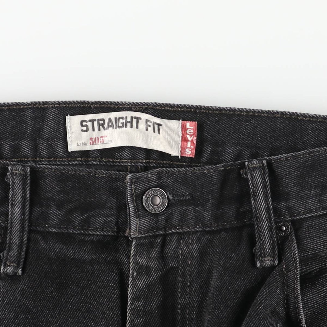 Levi's 505 STRAIGHT FIT Black Denim Tapered Denim Pants Men's W34 cotton black type Vintage Second Hand