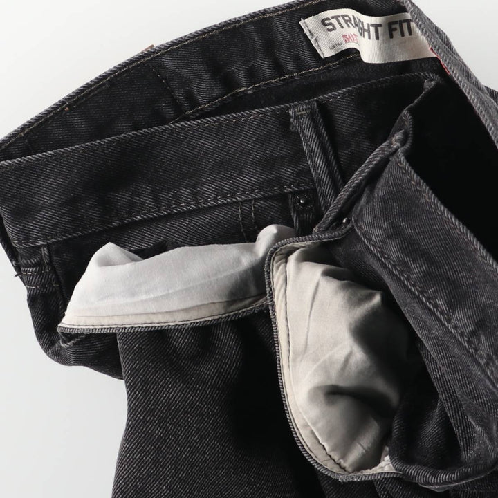 Levi's 505 STRAIGHT FIT Black Denim Tapered Denim Pants Men's W34 cotton black type Vintage Second Hand