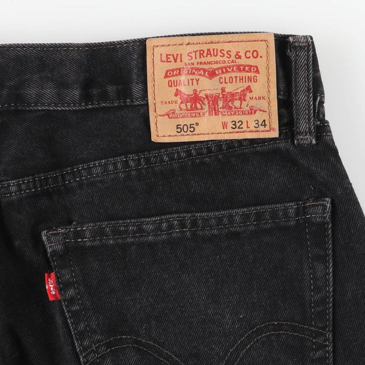 Levi's 505 STRAIGHT FIT Black Denim Tapered Denim Pants Men's W34 cotton black type Vintage Second Hand