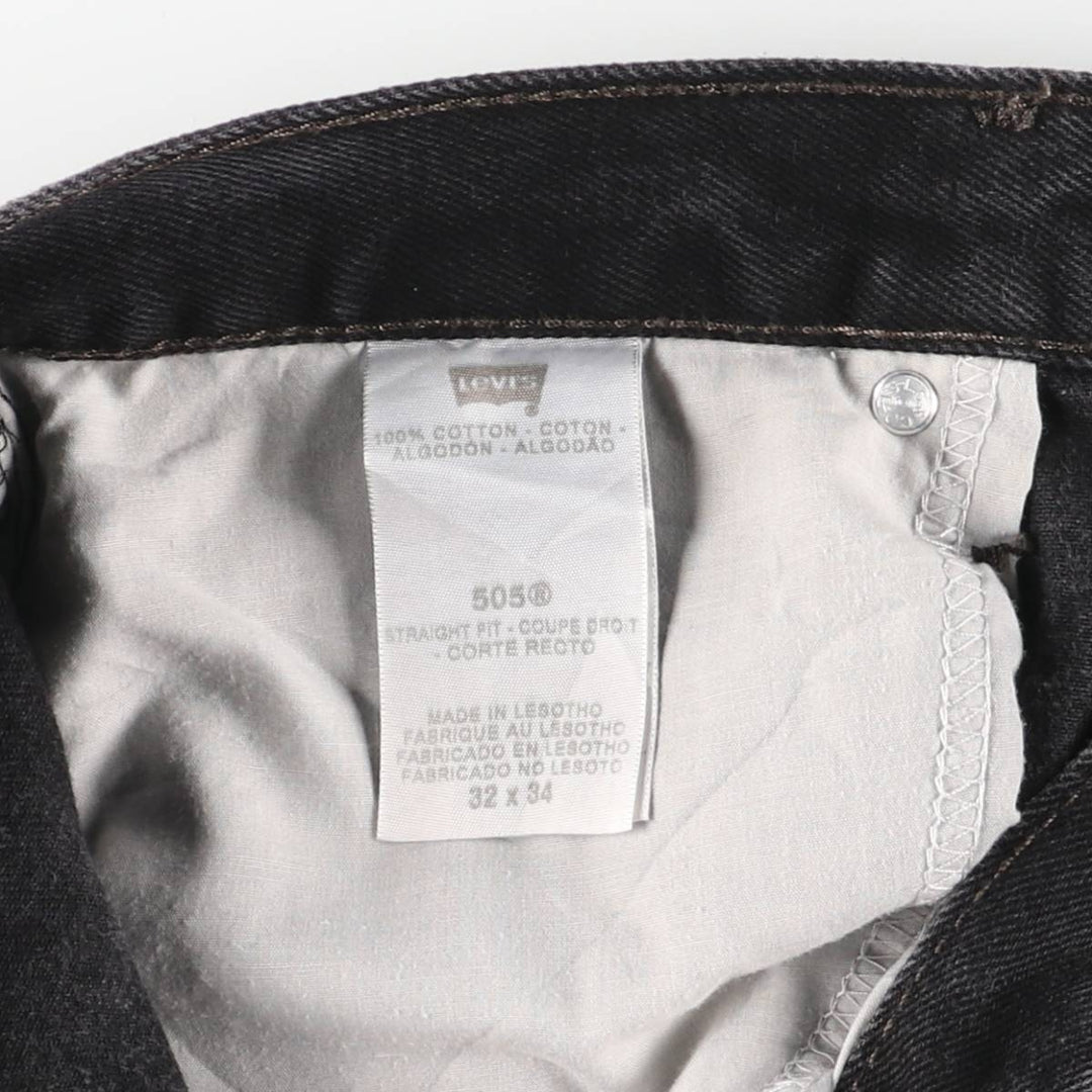 Levi's 505 STRAIGHT FIT Black Denim Tapered Denim Pants Men's W34 cotton black type Vintage Second Hand