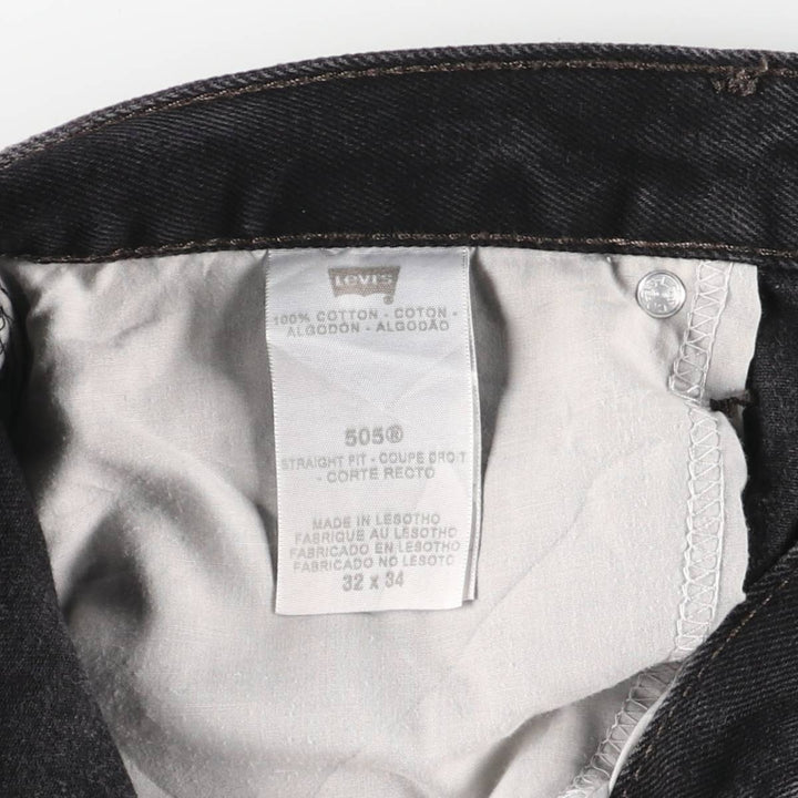 Levi's 505 STRAIGHT FIT Black Denim Tapered Denim Pants Men's W34 cotton black type Vintage Second Hand
