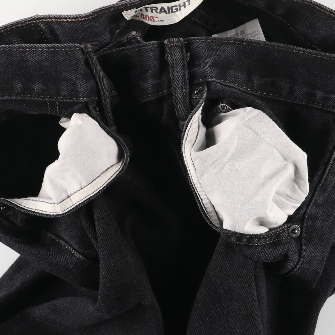 Levi's 505 STRAIGHT FIT Black Denim Tapered Denim Pants Men's W34 cotton black type Vintage Second Hand