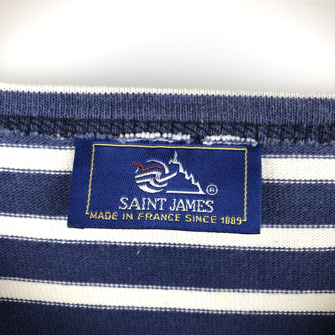 Vintage 80s-90'S Saint James striped long-sleeved T-shirt, Made in France, Men's XL cotton navy blue type Vintage Second Hand
