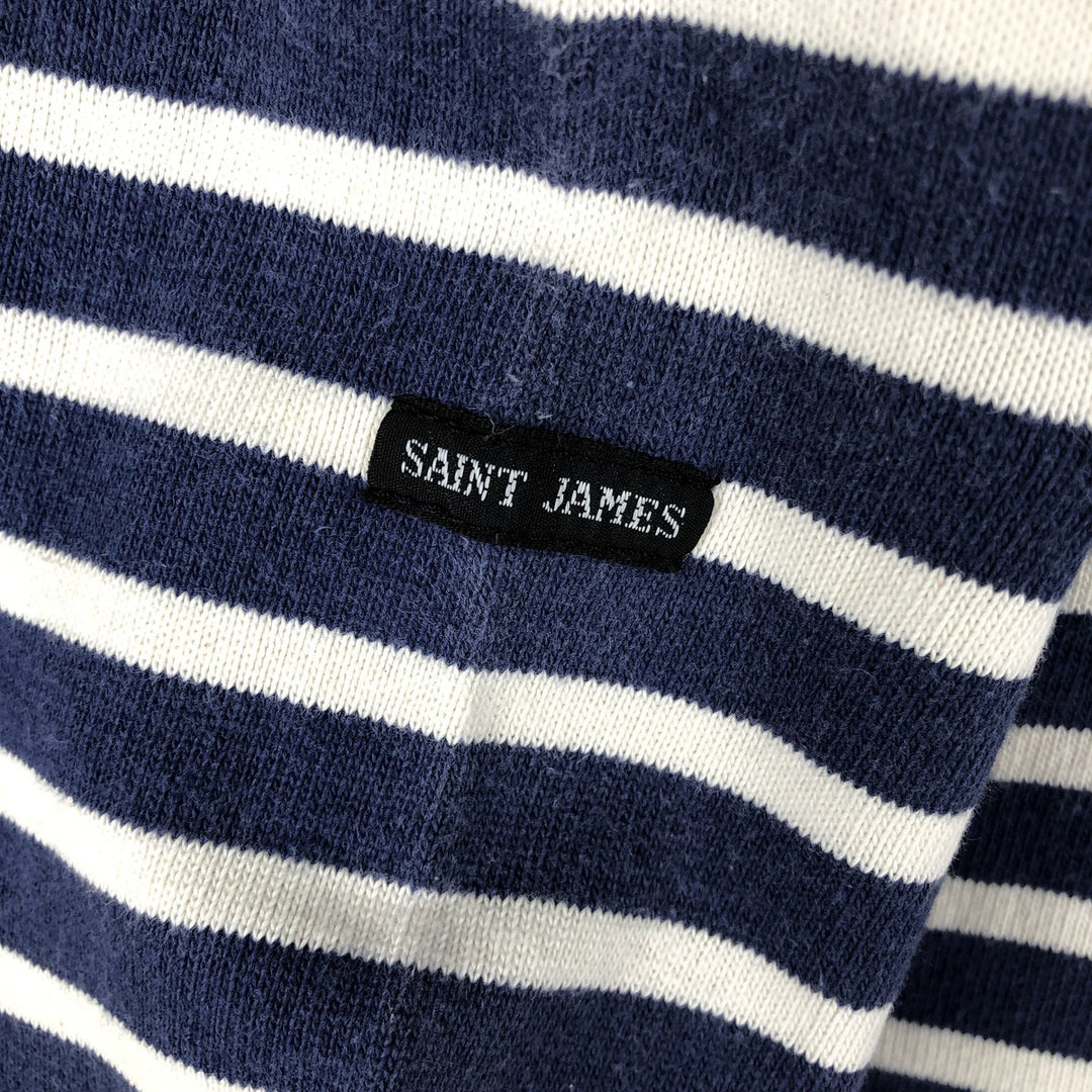 Vintage 80s-90'S Saint James striped long-sleeved T-shirt, Made in France, Men's XL cotton navy blue type Vintage Second Hand