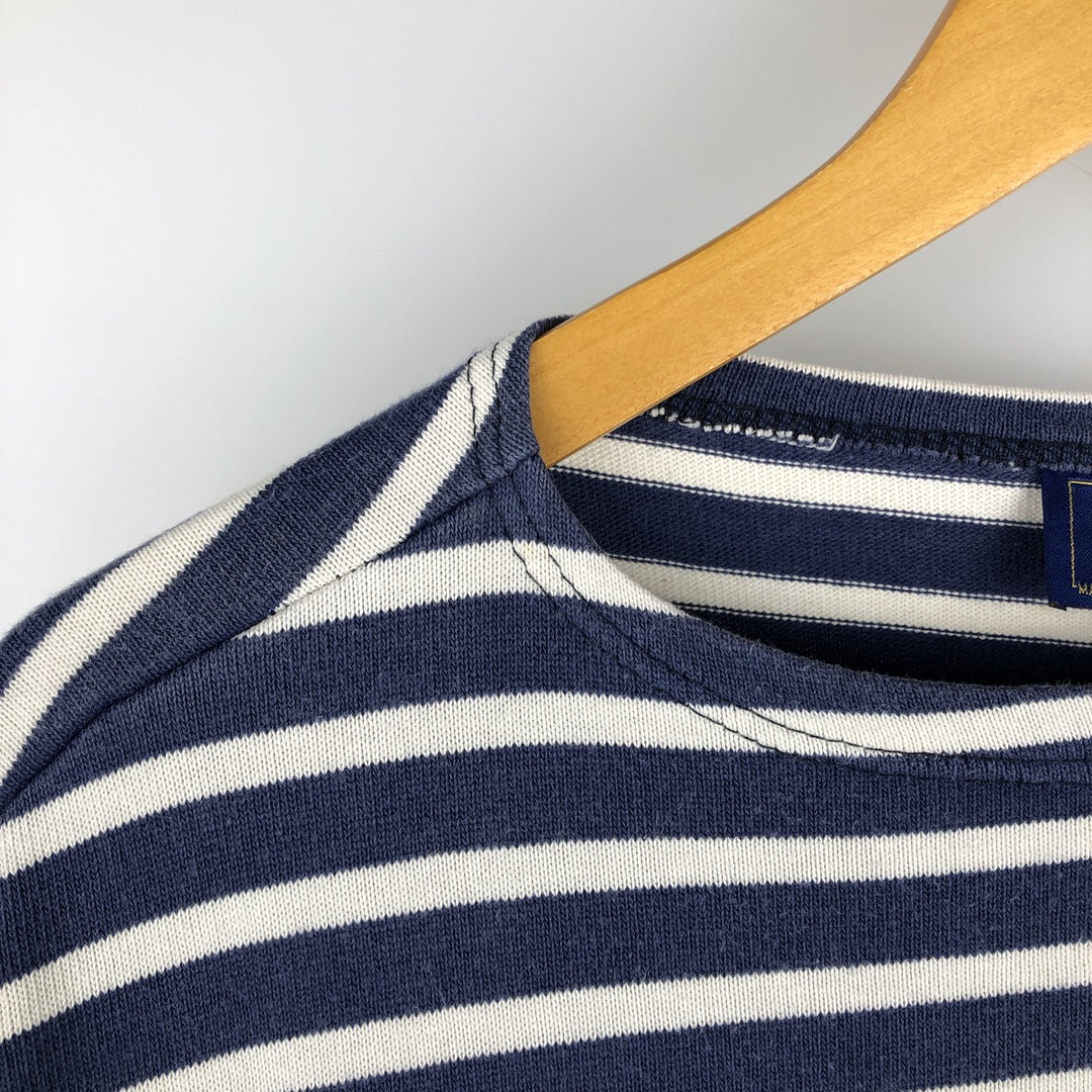 Vintage 80s-90'S Saint James striped long-sleeved T-shirt, Made in France, Men's XL cotton navy blue type Vintage Second Hand