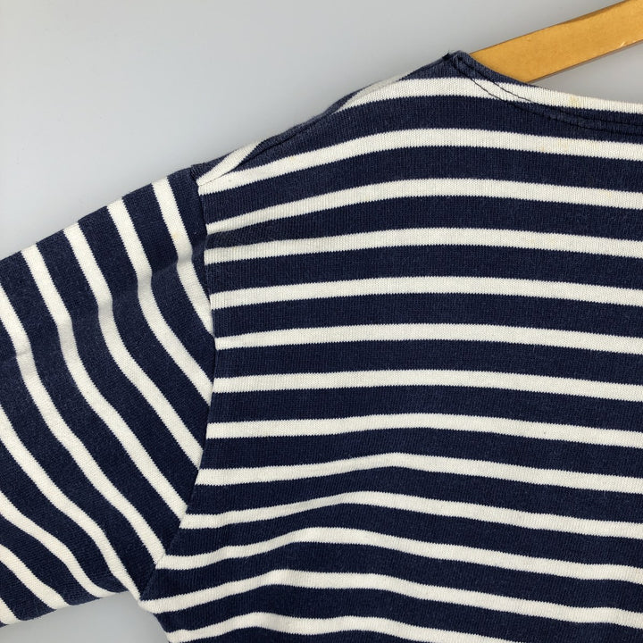 Vintage 80s-90'S Saint James striped long-sleeved T-shirt, Made in France, Men's XL cotton navy blue type Vintage Second Hand