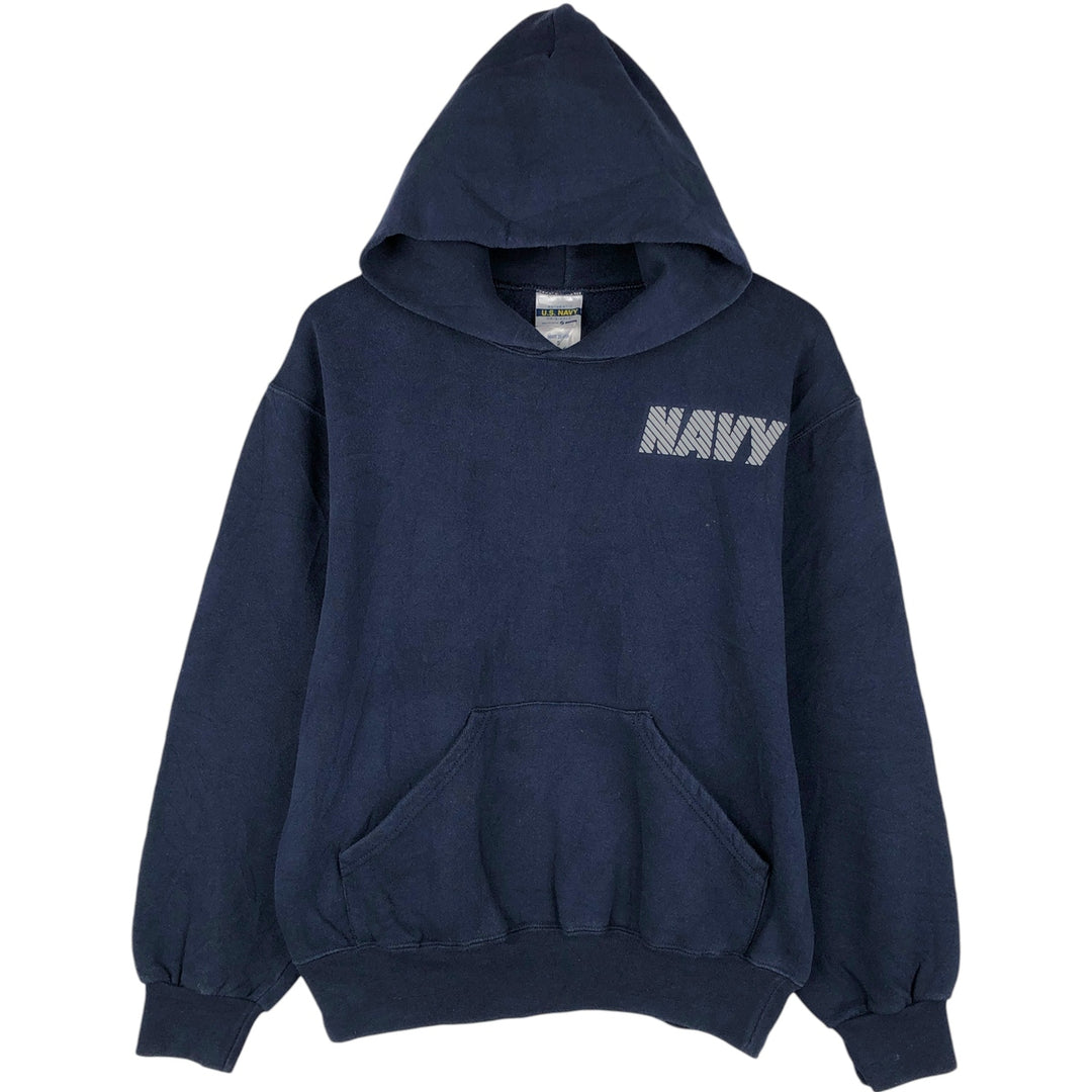 2000'S Soffe US Navy Pullover Hoodie, Made in USA, Men's Size Small cotton navy blue type Vintage Second Hand