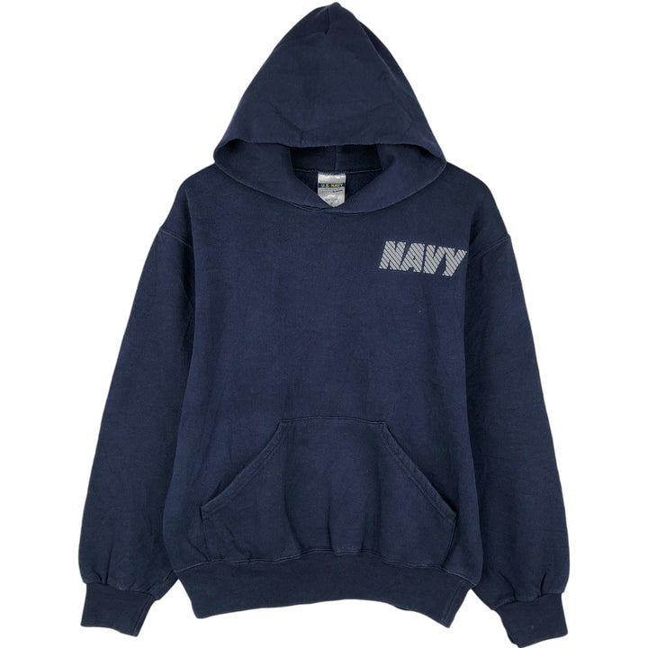 2000'S Soffe US Navy Pullover Hoodie, Made in USA, Men's Size Small cotton navy blue type Vintage Second Hand