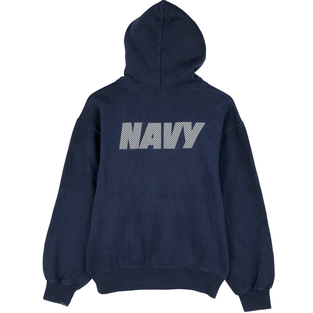 2000'S Soffe US Navy Pullover Hoodie, Made in USA, Men's Size Small cotton navy blue type Vintage Second Hand