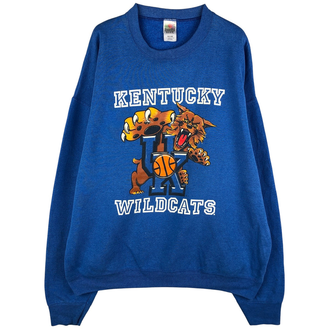 2000'S Fruit of the Loom College Character Sweatshirt, Men's XXL cotton blue type Vintage Second Hand