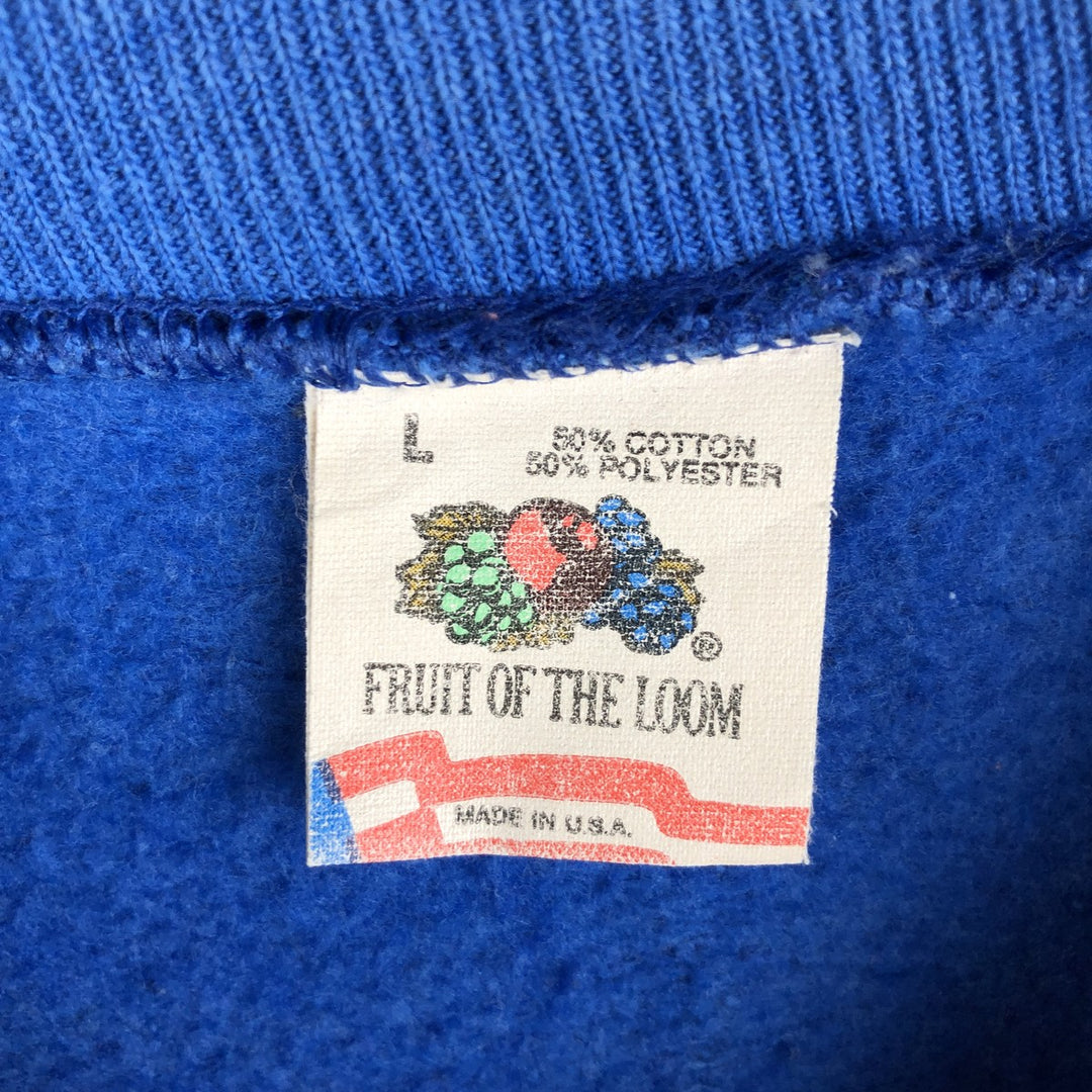 90'S Fruit of the Loom Buffalo Bills Print Sweatshirt, Made in USA, Men's Size Large, Vintage cotton blue type Vintage Second Hand