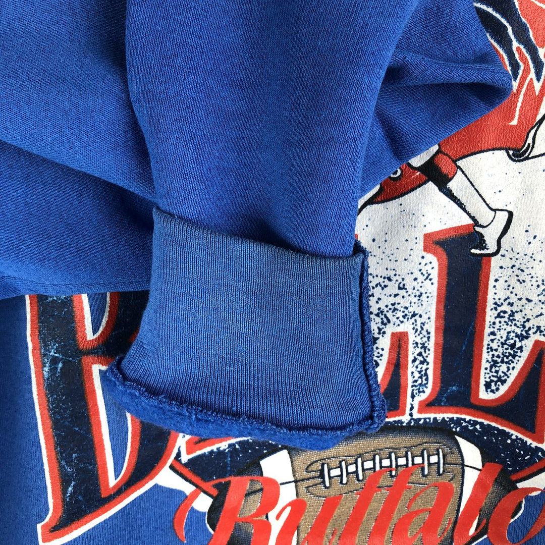 90'S Fruit of the Loom Buffalo Bills Print Sweatshirt, Made in USA, Men's Size Large, Vintage cotton blue type Vintage Second Hand