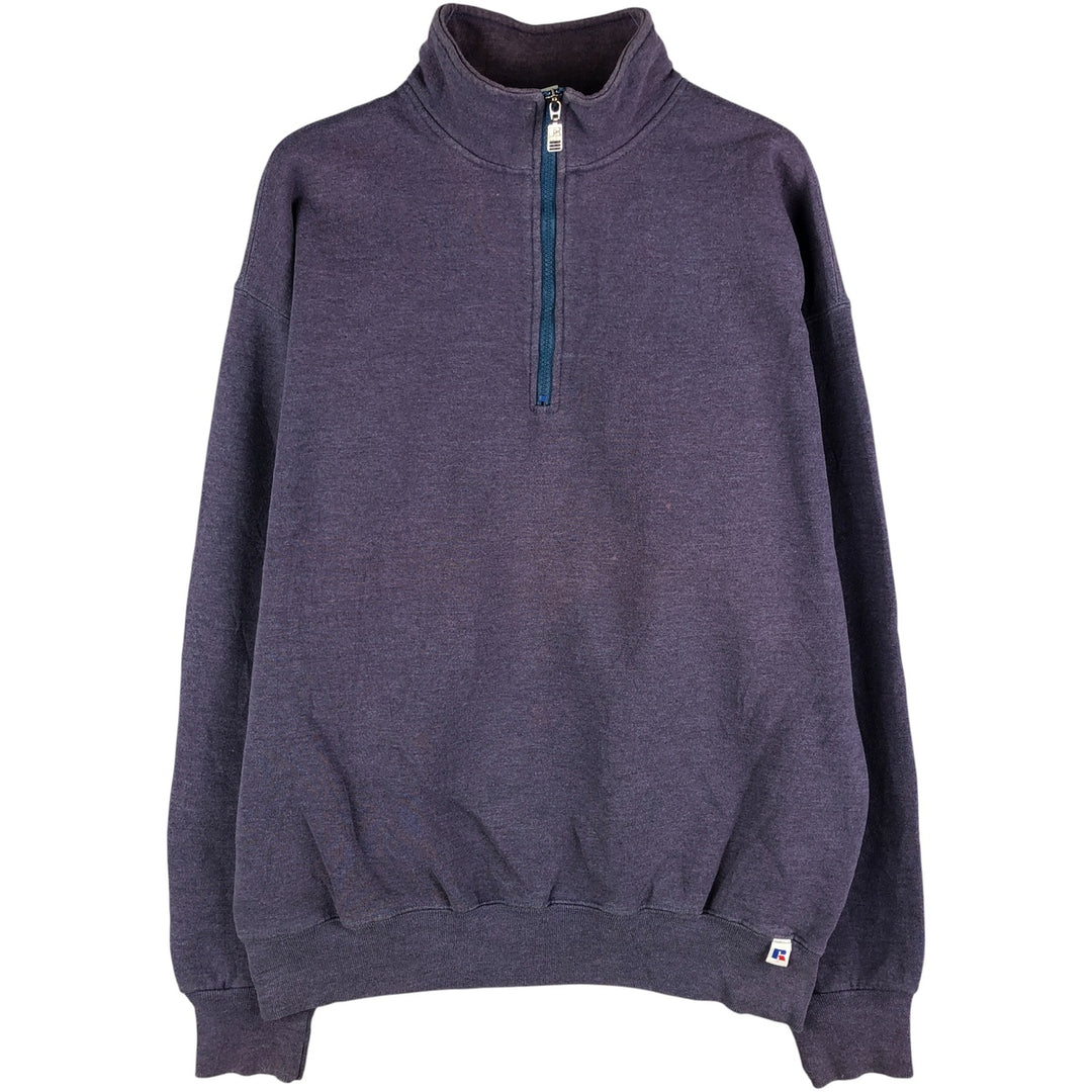 90'S Russell Half Zip Sweatshirt, Men's L Size Vintage polyester navy blue type Vintage Second Hand