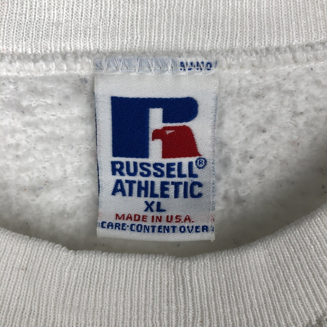 90'S Russell College Sweatshirt, Made in USA, Men's XL, Vintage cotton white type Vintage Second Hand