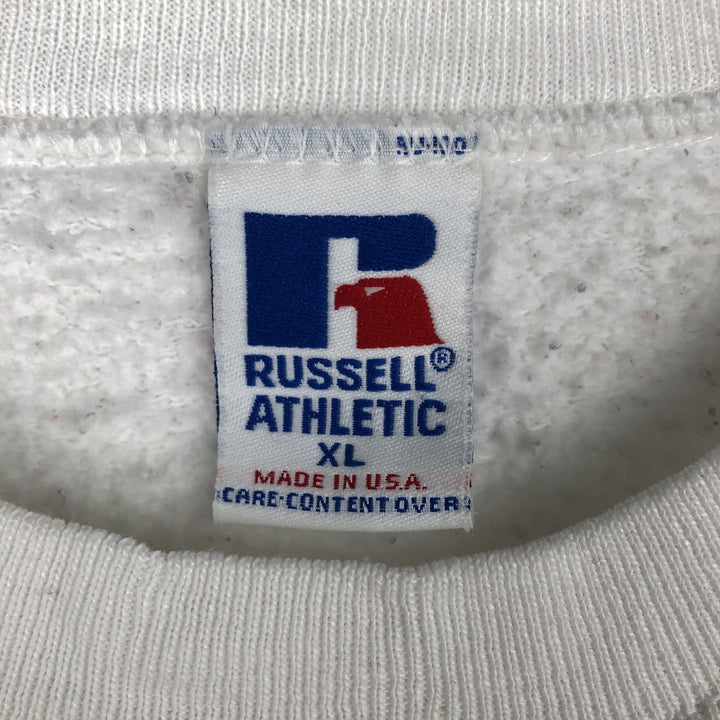90'S Russell College Sweatshirt, Made in USA, Men's XL, Vintage cotton white type Vintage Second Hand