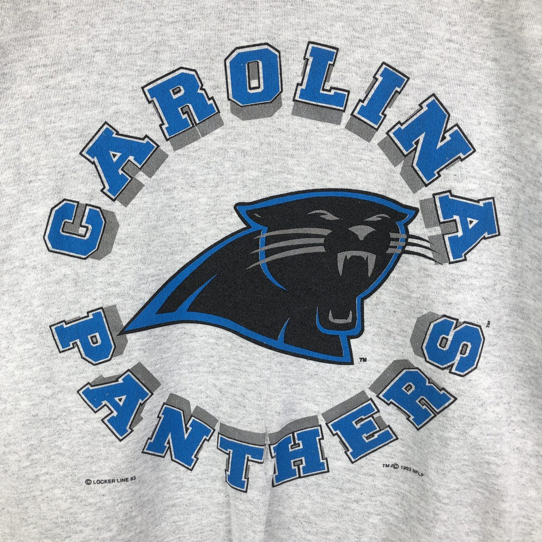 90'S Oneta Carolina Panthers Logo Sweatshirt, Made in USA, Men's Size L, Vintage polyester gray type Vintage Second Hand