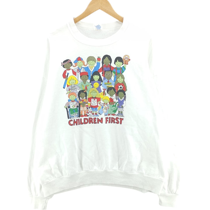 Vintage 80s-90'S Jerzees printed sweatshirt, sweatshirt, made in USA, men's XL size cotton white type Vintage Second Hand