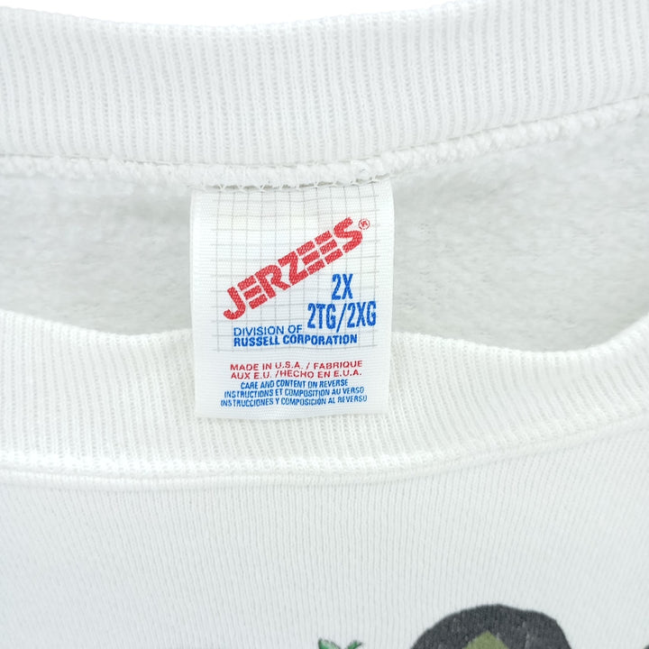 Vintage 80s-90'S Jerzees printed sweatshirt, sweatshirt, made in USA, men's XL size cotton white type Vintage Second Hand