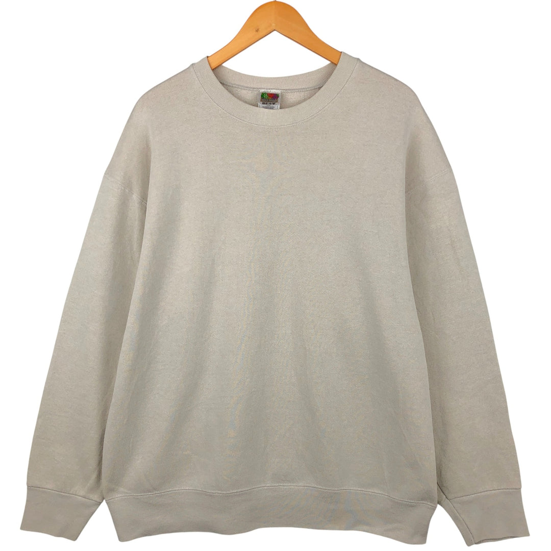 2000'S Fruit of the Loom Vest plain blank sweatshirt, men's size XL cotton Beige type Vintage Second Hand
