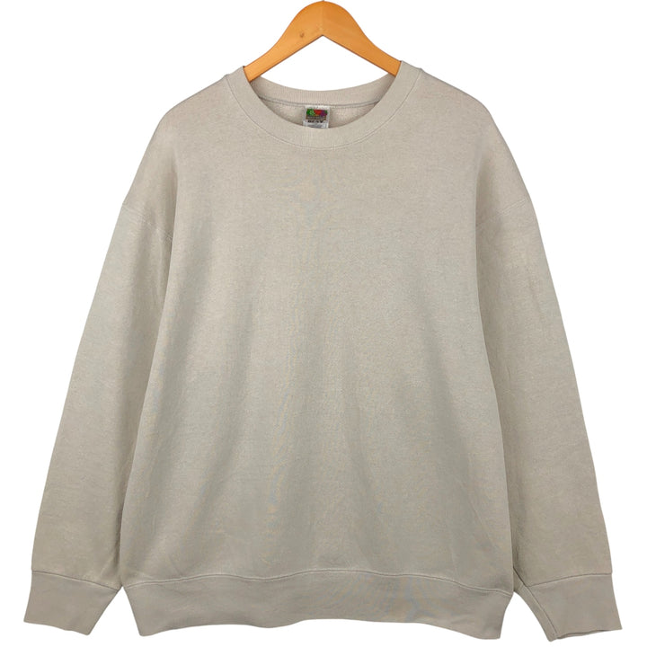2000'S Fruit of the Loom Vest plain blank sweatshirt, men's size XL cotton Beige type Vintage Second Hand