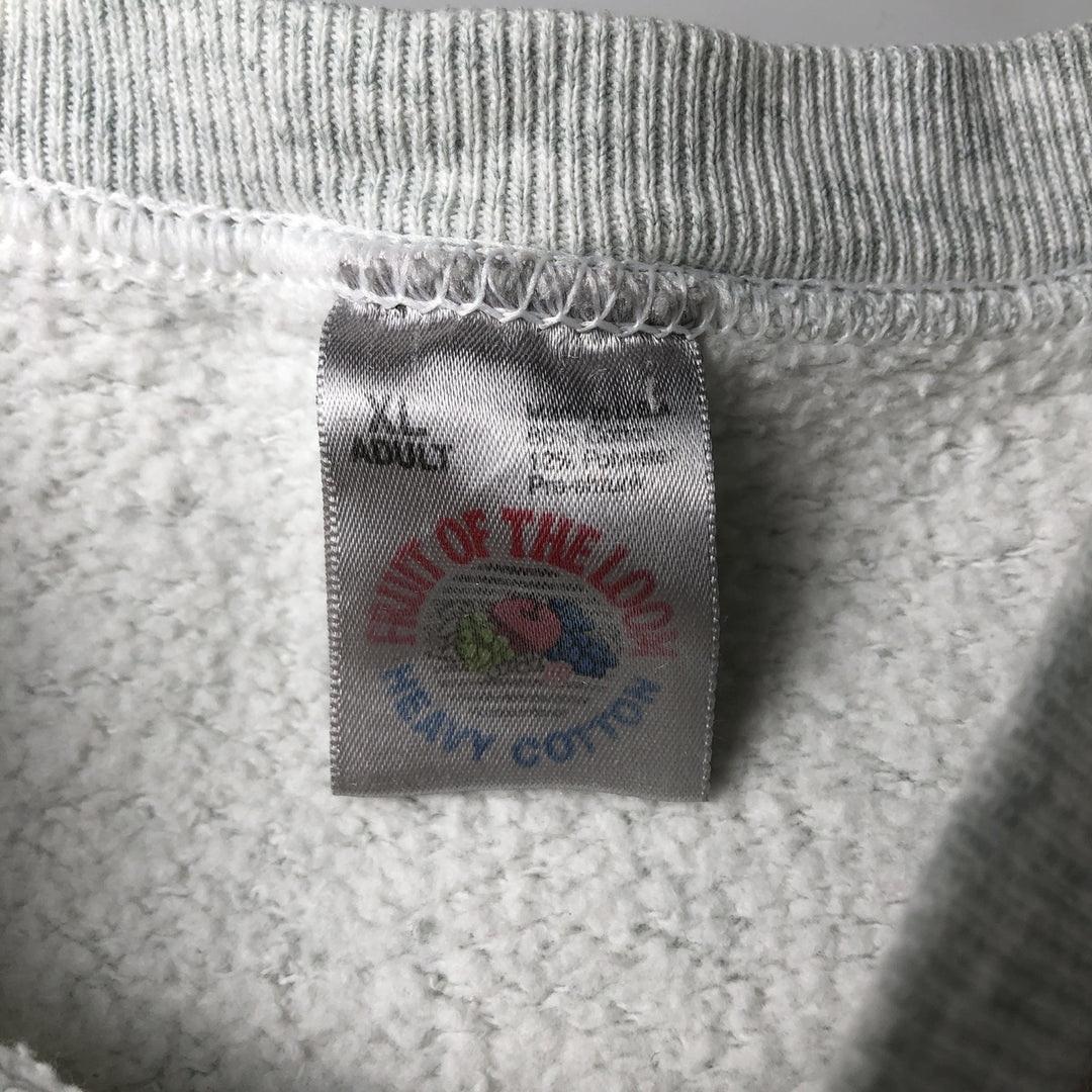 90'S Fruit of the Loom printed sweatshirt, made in the USA, men's XL size, vintage cotton gray type Vintage Second Hand