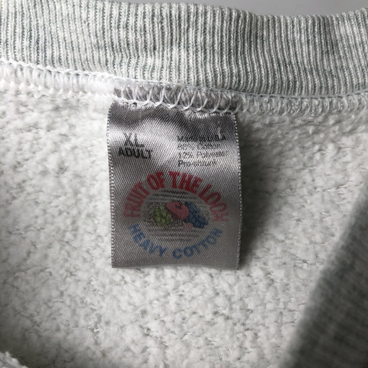 90'S Fruit of the Loom printed sweatshirt, made in the USA, men's XL size, vintage cotton gray type Vintage Second Hand
