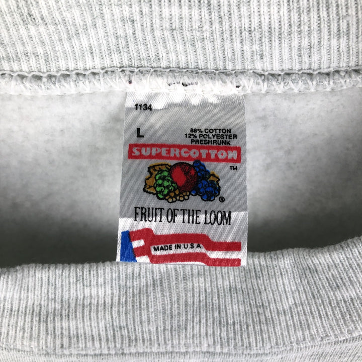 Vintage 90'S Fruit of the Loom Supercotton Check Pattern Sweatshirt, Made in USA, Men's Size L cotton gray type Vintage Second Hand