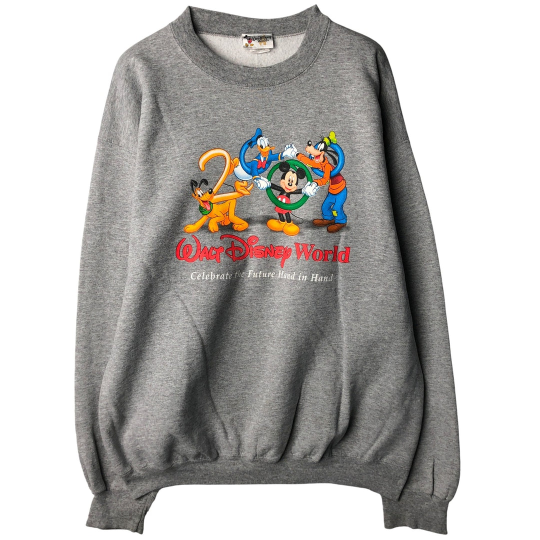 Disney Mickey Mouse, Goofy, and Donald Duck Character Sweatshirt, Made in USA, Men's Size L cotton gray type Vintage Second Hand