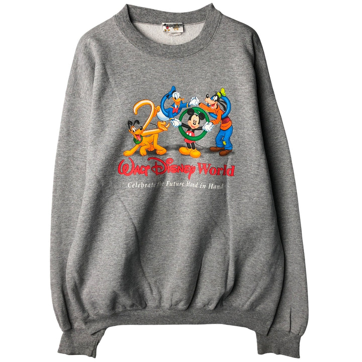Disney Mickey Mouse, Goofy, and Donald Duck Character Sweatshirt, Made in USA, Men's Size L cotton gray type Vintage Second Hand
