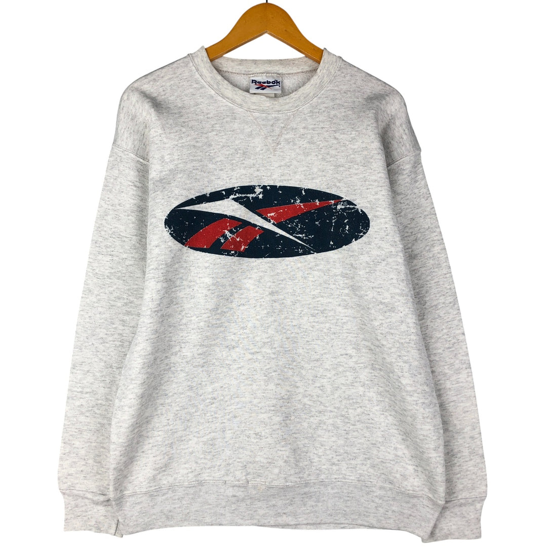 90'S Reebok Logo Sweatshirt, Men's Size L, Vintage unclear gray type Vintage Second Hand