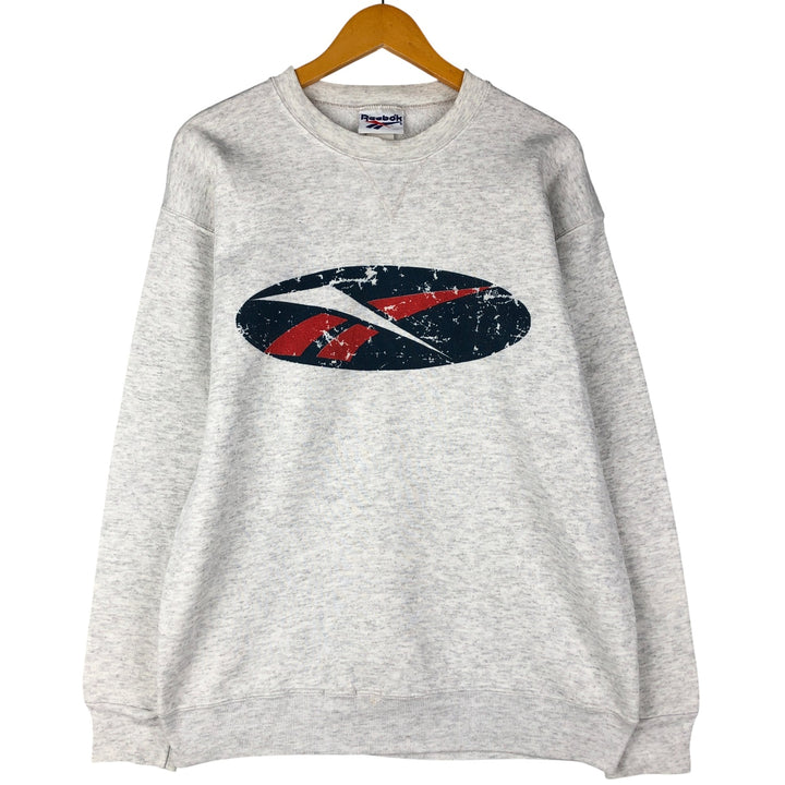 90'S Reebok Logo Sweatshirt, Men's Size L, Vintage unclear gray type Vintage Second Hand