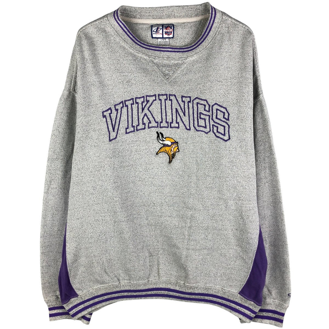 LOGO ATHLETIC NFL MINNESOTA VIKINGS Logo Sweatshirt, Men's Size L cotton gray type Vintage Second Hand